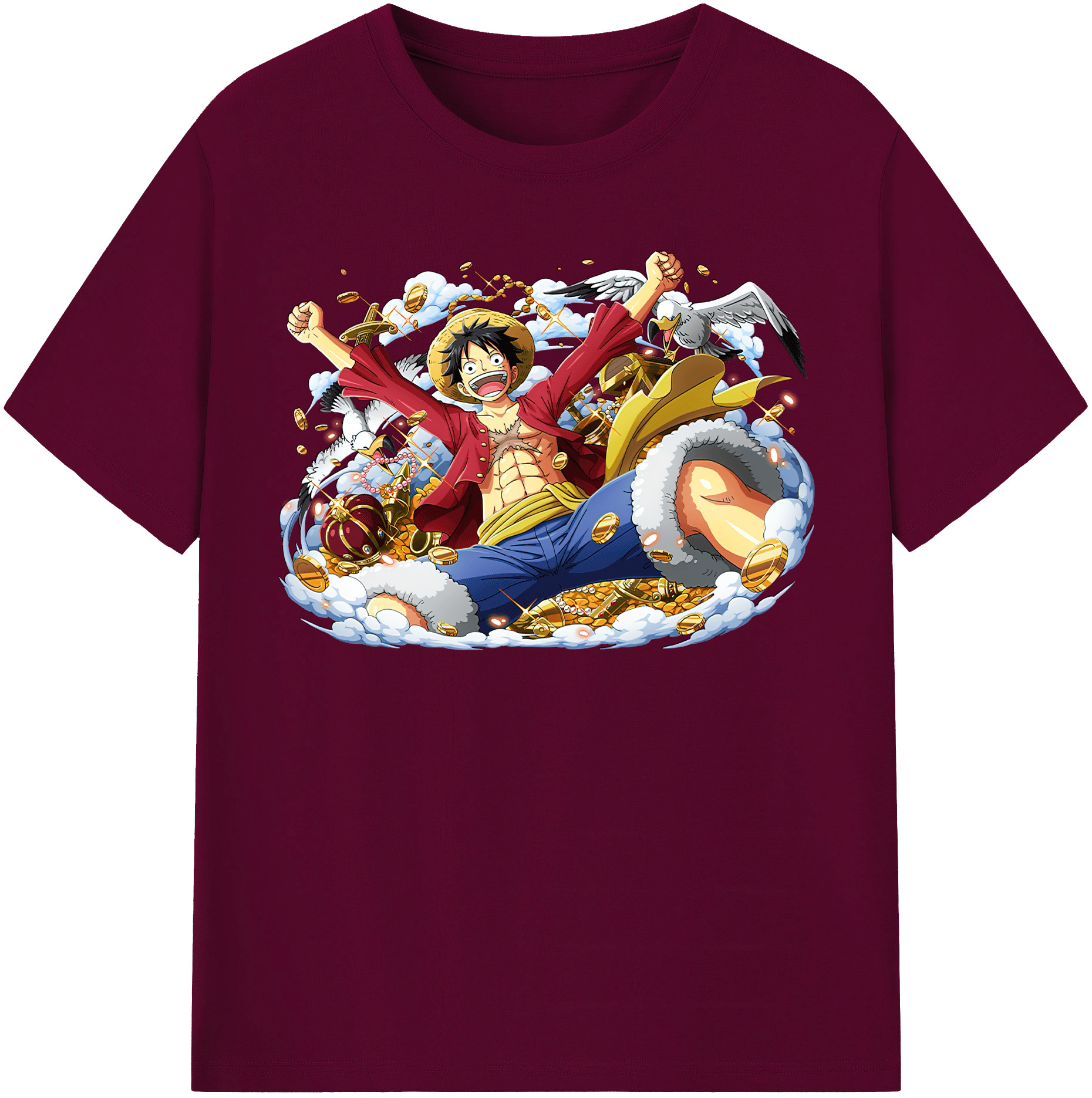 ワンピース モンキー・D・ルフィ ONE PIECE Monkey D. Luffy レディースカジュアルプリントTシャツ（綿100％）